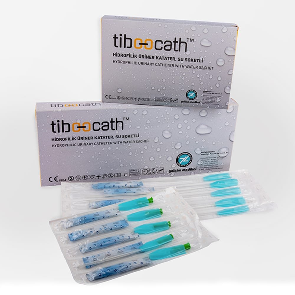 TibooCath Kendinden Kayganlaştırıcılı Su Soketli Steril Jelli Sonda 10-20 30'lu Paket