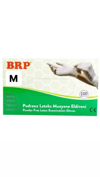 BRP Lateks Pudrasız Muayene Eldiveni 100 Adet Medium