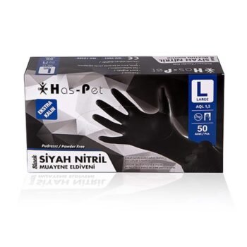 Has-pet Siyah Nitril Extra Kalın Eldiven 50 Adet Large