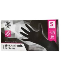 Has-pet Siyah Nitril Extra Kalın Eldiven 50 Adet Small