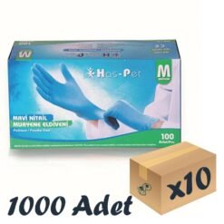Has-Pet Mavi Nitril Eldiven Medium 100’lü 10 Paket 1000 Adet