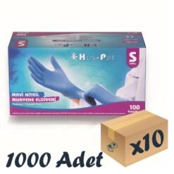 Has-Pet Mavi Nitril Eldiven Small 100'lü 10 Paket 1000 Adet