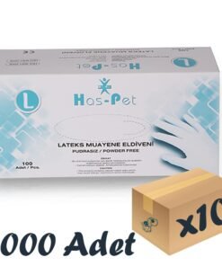 Has-Pet Lateks Muayene Eldiveni Pudrasız Large 100’lü 10 Paket 1000 Adet