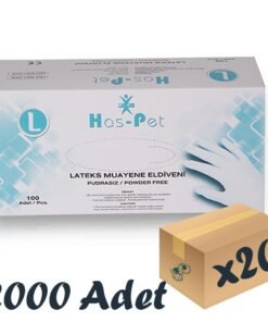 Has-Pet Lateks Muayene Eldiveni Pudrasız Large 100’lü 20 Paket 2000 Adet