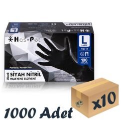 Has-pet Siyah Nitril Pudrasız Eldiven Large 100'lü 10 Paket 1000 Adet