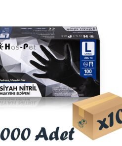 Has-pet Siyah Nitril Pudrasız Eldiven Large 100'lü 10 Paket 1000 Adet