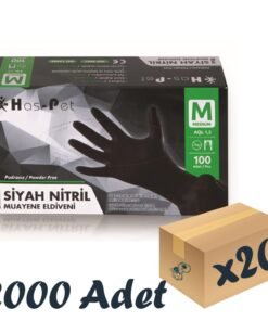 Has-pet Siyah Nitril Pudrasız Eldiven Medium 100’lü 20 Paket 2000 Adet