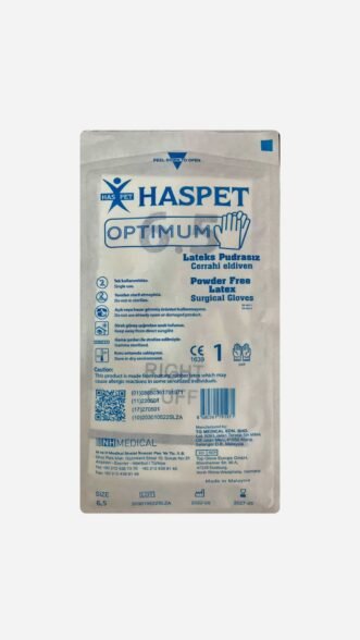 Has-Pet Optimum Lateks Pudrasız Cerrahi Steril Eldiven 1 Çift - 6.5 Numara