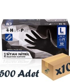 Has-pet Siyah Nitril Extra Kalın Eldiven 50'li 10 Paket 500 Adet Large