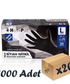 Has-pet Siyah Nitril Extra Kalın Eldiven 50'li 20 Paket 1000 Adet Large