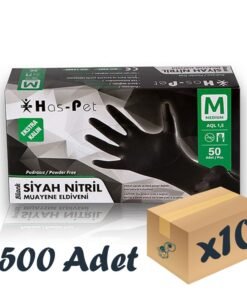 Has-pet Siyah Nitril Extra Kalın Eldiven 50'li 10 Paket 500 Adet Medium
