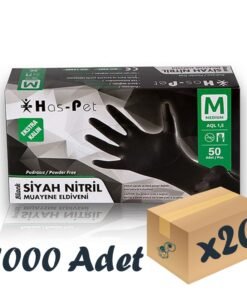 Has-pet Siyah Nitril Extra Kalın Eldiven 50'li 20 Paket 1000 Adet Medium