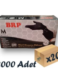 BRP Siyah Nitril Pudrasız Eldiven Medium 100’lü 20 Paket 2000 Adet