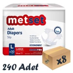 Metset Ekonomik Bel Bantlı Hasta Bezi 5,5 Damla Large Büyük Boy L Beden 30'lu 8 Paket 240 Adet