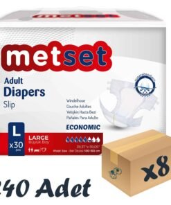 Metset Ekonomik Bel Bantlı Hasta Bezi 5,5 Damla Large Büyük Boy L Beden 30'lu 8 Paket 240 Adet