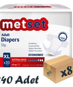 Metset Ekonomik Bel Bantlı Hasta Bezi 5,5 Damla XLarge En Büyük Boy XL Beden 30'lu 8 Paket 240 Adet