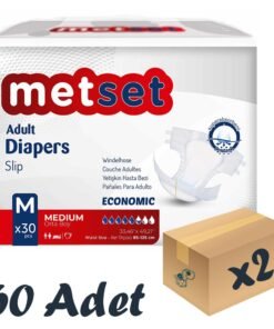 Metset Ekonomik Bel Bantlı Hasta Bezi 5,5 Damla Medium Orta Boy M Beden 30'lu 2 Paket 60 Adet