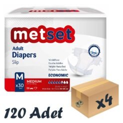Metset Ekonomik Bel Bantlı Hasta Bezi 5,5 Damla Medium Orta Boy M Beden 30'lu 4 Paket 120 Adet