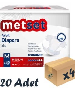 Metset Ekonomik Bel Bantlı Hasta Bezi 5,5 Damla Medium Orta Boy M Beden 30'lu 4 Paket 120 Adet