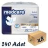 Medcare Premium Bel Bantlı Hasta Bezi 6 Damla Large Büyük Boy L Beden 30'lu 8 Paket 240 Adet