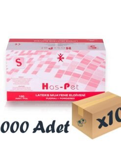 Has-Pet Lateks Muayene Eldiveni Pudralı 100'lü 10 Paket 1000 Adet Small