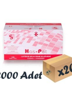 Has-Pet Lateks Muayene Eldiveni Pudralı 100'lü 20 Paket 2000 Adet Small
