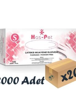 Has-Pet Lateks Muayene Eldiveni Pudrasız 100'lü 20 Paket 2000 Adet Small