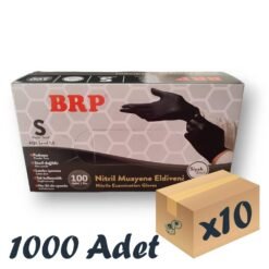 BRP Siyah Nitril Pudrasız Eldiven Small 100'lü 10 Paket 1000 Adet