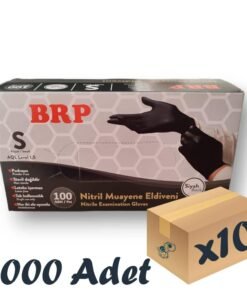 BRP Siyah Nitril Pudrasız Eldiven Small 100'lü 10 Paket 1000 Adet