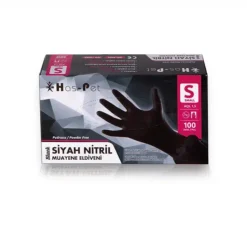 Has-pet Siyah Nitril Pudrasız Eldiven 100 Adet Small