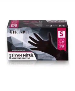 Has-pet Siyah Nitril Pudrasız Eldiven 100 Adet Small