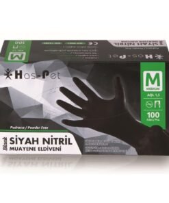 Has-pet Siyah Nitril Pudrasız Eldiven 100 Adet Medium