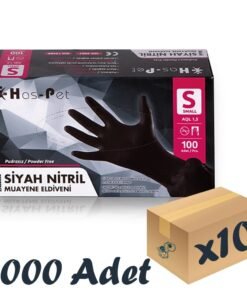 Has-pet Siyah Nitril Pudrasız Eldiven Small 100'lü 10 Paket 1000 Adet