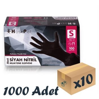 Has-pet Siyah Nitril Pudrasız Eldiven Small 100'lü 10 Paket 1000 Adet