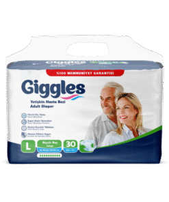 Giggles Yetişkin Tekstil Yüzeyli Belbantlı Hasta Bezi Büyük Boy (L) 30’lu 4 Paket 120 Adet