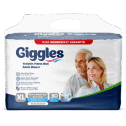 Giggles Yetişkin Tekstil Yüzeyli Belbantlı Hasta Bezi Büyük Boy (XL) 30’lu 4 Paket 120 Adet