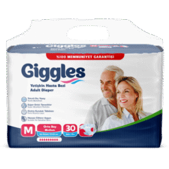Giggles Yetişkin Tekstil Yüzeyli Belbantlı Hasta Bezi Orta Boy (M) 30’lu 4 Paket 120 Adet