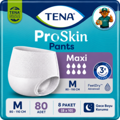 TENA ProSkin Pants Maxi Emici Külot, Orta Boy (M), 8 Damla, 10'lu 8 Paket 80 Adet