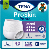 TENA ProSkin Pants Maxi Emici Külot, Büyük Boy (L), 8 Damla, 10'lu 4 Paket 40 Adet
