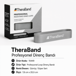 TheraBand Profesyonel Direnç Bandı Halka - Halka 7,6 cm X 20,5 cm Ekstra Sert, Gümüş - 15449