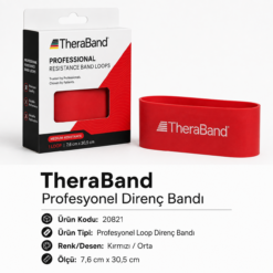 TheraBand Profesyonel Direnç Bandı Halka - Halka 7,6 cm x 30,5 cm - Kırmızı - 20821