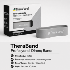 TheraBand Profesyonel Direnç Bandı Halka - Halka 7,6 cm X 30,5 cm Ekstra Sert, Gümüş - 15450