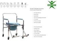 Haspet Klozetli Tekerlekli Sandalye – Katlanabilir, Yükseklik Ayarlı ve Frenli